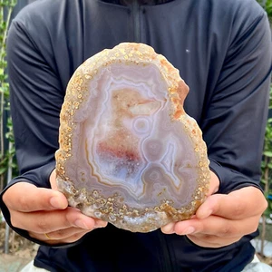 339G Natural agate Agate Geode Slab/Slice quartz crystal mineral specimen Reiki - Picture 1 of 12