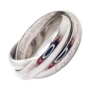 Authentic! Cartier 18k White Gold Trinity Band Ring Size 53 US 6.25 - Picture 1 of 7