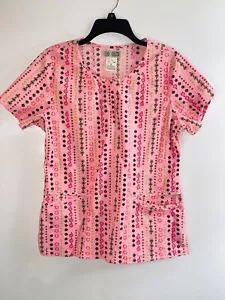 Cherokee Body Medical Scrub Top Medium Women Stretch Pink Zipper & Pockets - Picture 1 of 8