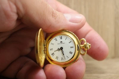 Vintage BUCHERER Pocket Watch Full-Hunter Quartz Enamel Flower Case Serviced - Image 1 of 4