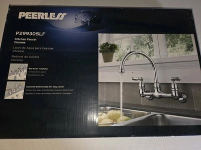 Peerless P299305LF 双手柄壁挂式厨房龙头 - 铬 — 第 1/4 张图片