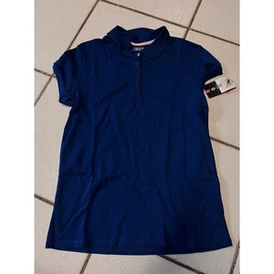 Izod Girls Blue 18.5 Polo Shirt School Approved * Scalloped Collar NWT - Picture 1 of 4