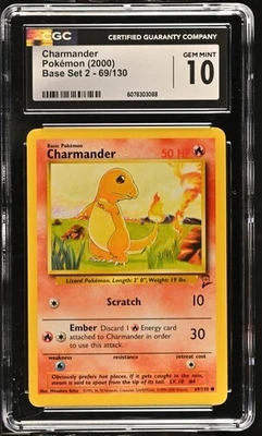 Charmander 69/130 - Pokémon Base Set 2 CGC 10 Gem Mint - Image 1 of 3
