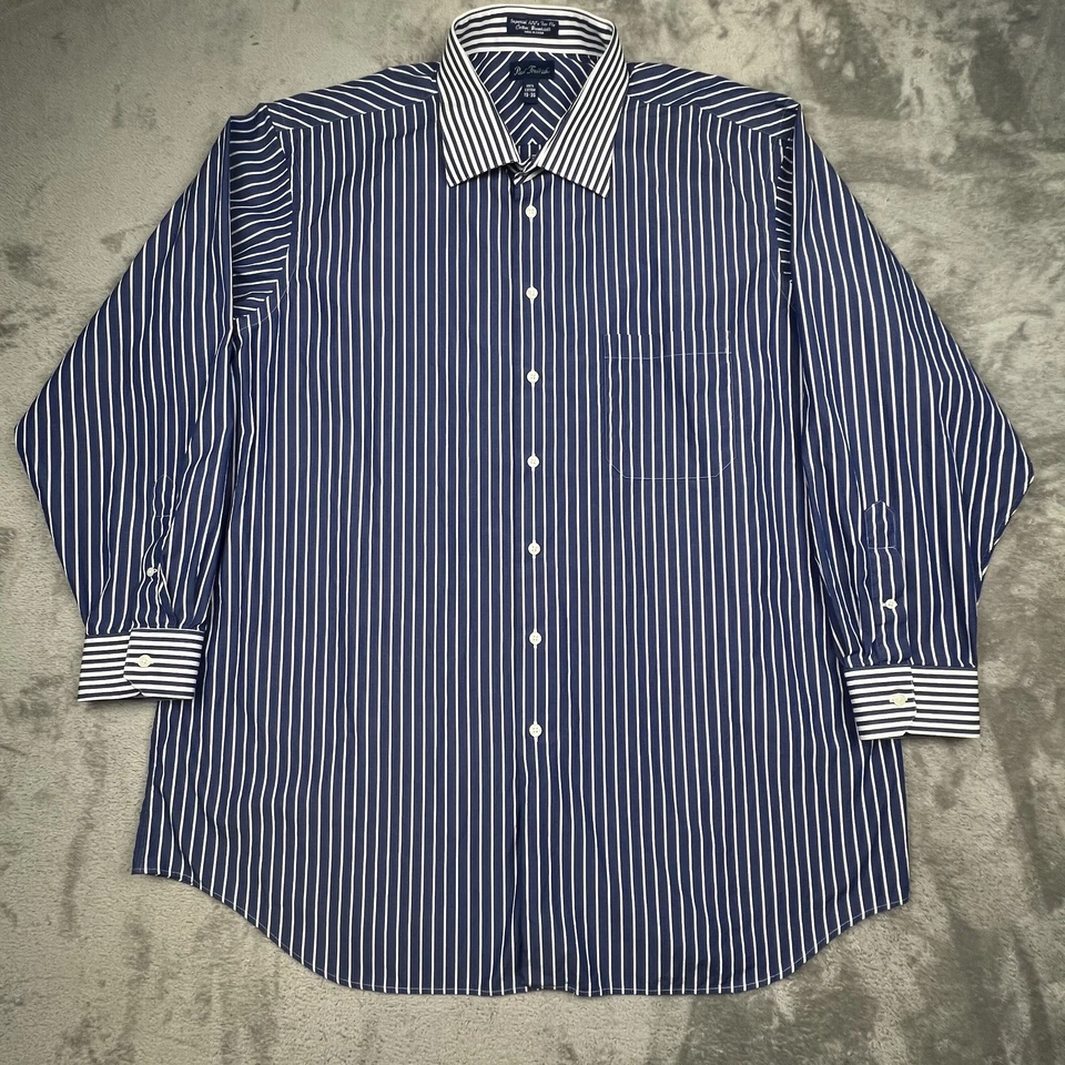 Paul Fredrick Shirt Mens 19-36 Long Sleeve Dress Classic Stripe Button Up - Image 1 of 4