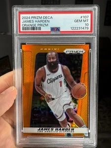 2024 Prizm Deca Orange /49 James Harden PSA 10 Gem Mint - Bild 1 von 2