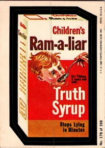 1980 Topps Wacky Packages Series 3 #178 Ram a Liar Truth Syrup Sticker - Picture 1 of 2