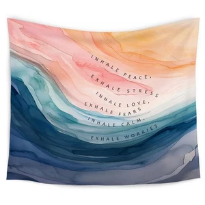 Mental Health Tapestry, Inhale Exhale Mental Health Tapestry Wall Hanging, Ab... - Picture 1 of 6