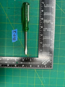 Vintage 6.5" Full Hardened Flat Head Screwdriver With Green Handle, Made In USA - Picture 1 of 3