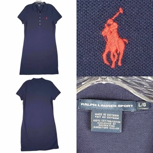 Polo Ralph Lauren Sport Women's Dress Navy Blue Short Sleeve Logo Size Large L - Picture 1 of 7