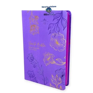 Biblia Letra Grande Para Mujer RVR.1960 Morada Froral Imitación Piel  - Foto 1 di 6