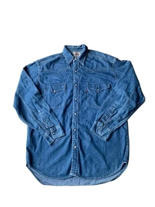 Camisa vaquera vintage Levis para hombre grande azul vaquero a presión occidental años 90 - Imagen 1 de 11