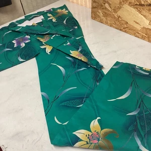 Japanese traditional summer kimono yukata green beautiful flowers casual design - Picture 1 of 9