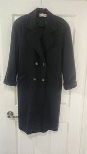 Leon Filips Cashmere And Wool Long Black Coat, Size 10-12 - Picture 1 of 7