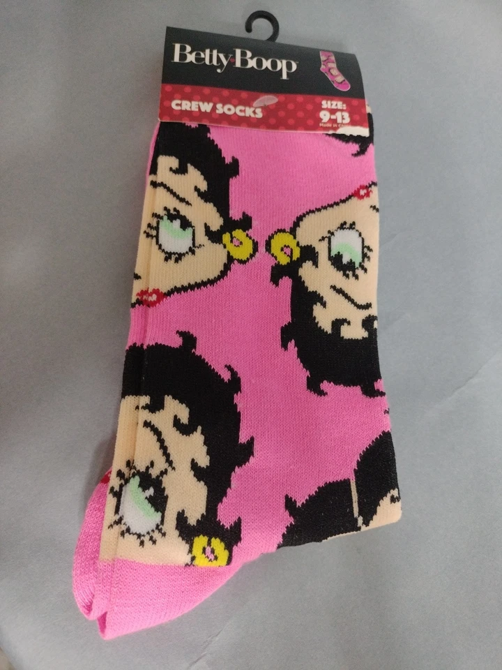 CALCETINES BETTY BOOP Hit Pink retro dibujos animados tripulación para adultos nuevos 9-13 Foto 1 de 1