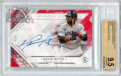 David Ortiz 2018 Topps Diamond Icons Red Autograph Card #DA-DO 3/5 BGS 9.5 - Image 1 of 2