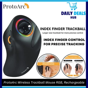 ProtoArc Wireless Trackball Mouse RGB, Rechargeable, BT 2.4G, 3-Device Connectio - Picture 1 of 6