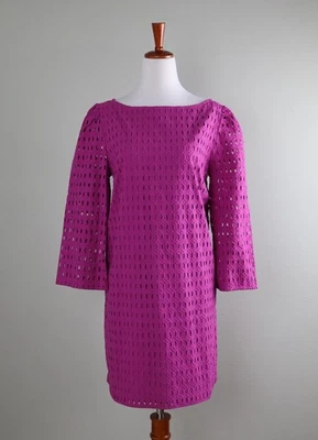 ANN TAYLOR NWT $129 Embroidered Eyelet Shirred Shift Dress Size Medium Tall - Image 1 of 4