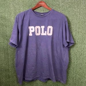 POLO Ralph Lauren Shirt Size 2XL Navy Blue POLO Spellout - Picture 1 of 9