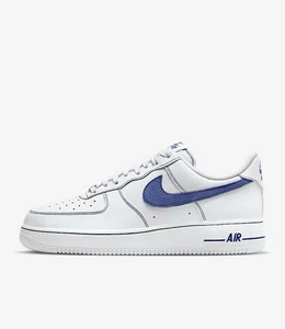 NEW Nike Air Force 1 '07 LV8 White Deep Royal HQ2037-100 Men's Sizes 6.5-12.5 - Picture 1 of 8