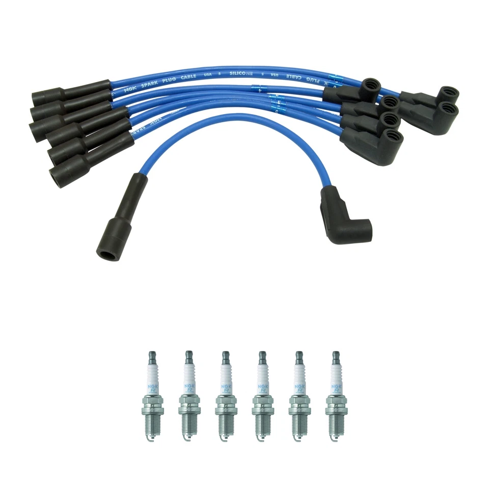 Juego de cables NGK y kit de 6 bujías estándar para Cherokee Comanche Wagoneer 4,0 L6 Foto 1 de 1