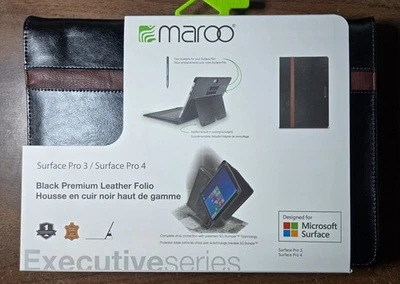 MAROO SURFACE PRO 3 / PRO 4 NEGRO PREMIUM CUERO FOLIO SERIE EJECUTIVA Foto 1 de 3