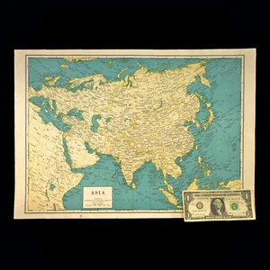 WWII Era Asia Map LARGE Manchukuo Japan Outer Mongolia Chosen Southeast Asia - Picture 1 of 13