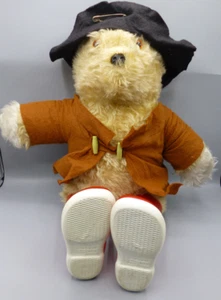 Vintage Paddington Bear Soft Straw Stuffed Toy Brown Brown Coat Red Wellies 19" - Picture 1 of 6