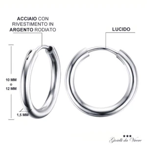 ORECCHINI FORO DONNA UOMO BAMBINE ORECCHINO 10 MM 12MM REGALO CERCHIETTO - Foto 1 di 8