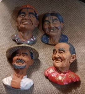 Vintage Resin Head Wall Sculpture Lot of 4 - Picture 1 of 21