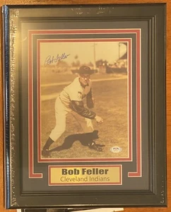 Cleveland Indians HOF Bob Feller Autographed Photo 8x10 Custom Framed PSA COA - Picture 1 of 2