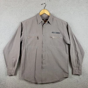 Harley Davidson Mens Medium Button Up Shirt Motorcycle Zip Pocket Long Sleeve - Picture 1 of 7