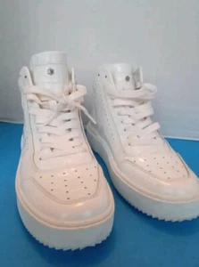 White High Top Fashion Sneakers Platform Sole Lace Up Casual Shoes - Picture 1 of 9