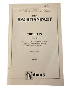 RACHMANINOV: THE BELLS, op.35 Songbook~Kalmus~Vocal Score~K09721~Classic Ed. - Picture 1 of 3