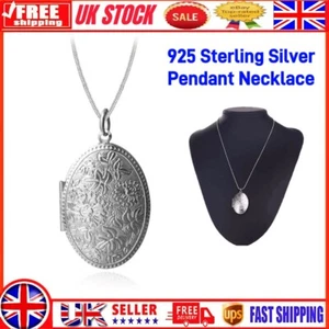 New 925 Sterling silver Large Oval Carved Open Photo Locket+Chain set - Picture 1 of 17