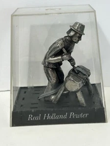 Real Holland Pewter Figurine Clogmaker Klompenmaker 3" Roelen Tin In Case - Picture 1 of 8