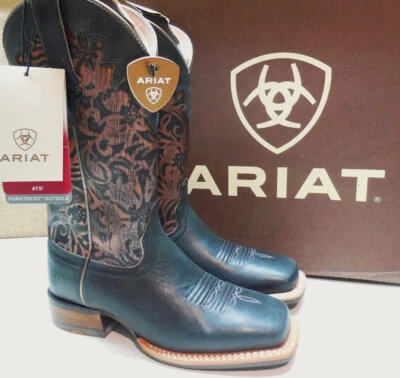 Botas occidentales Ariat para mujer talla 6,5 Fiona cuero punta cuadrada medianoche/negro floral Foto 1 de 4
