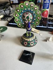 Vintage Indian Jeweled Colorful Silver Peacock Tested Silver Positive Wonderful