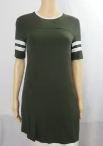 Z Supply Green Jersey Mini Dress Short Sleeve W/Stripes Crew Neck SZ XS NWT - Picture 1 of 6