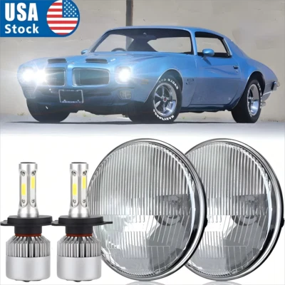 Pair For 1970-1976 Pontiac Firebird 7"inch LED Headlights Hi/Lo Beam 6000k White - Image 1 of 4