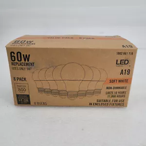 60W Replacement Non Dimmable A19 LED Soft White 8-Pack Bulbs 1002 861 716 2104 - Picture 1 of 7