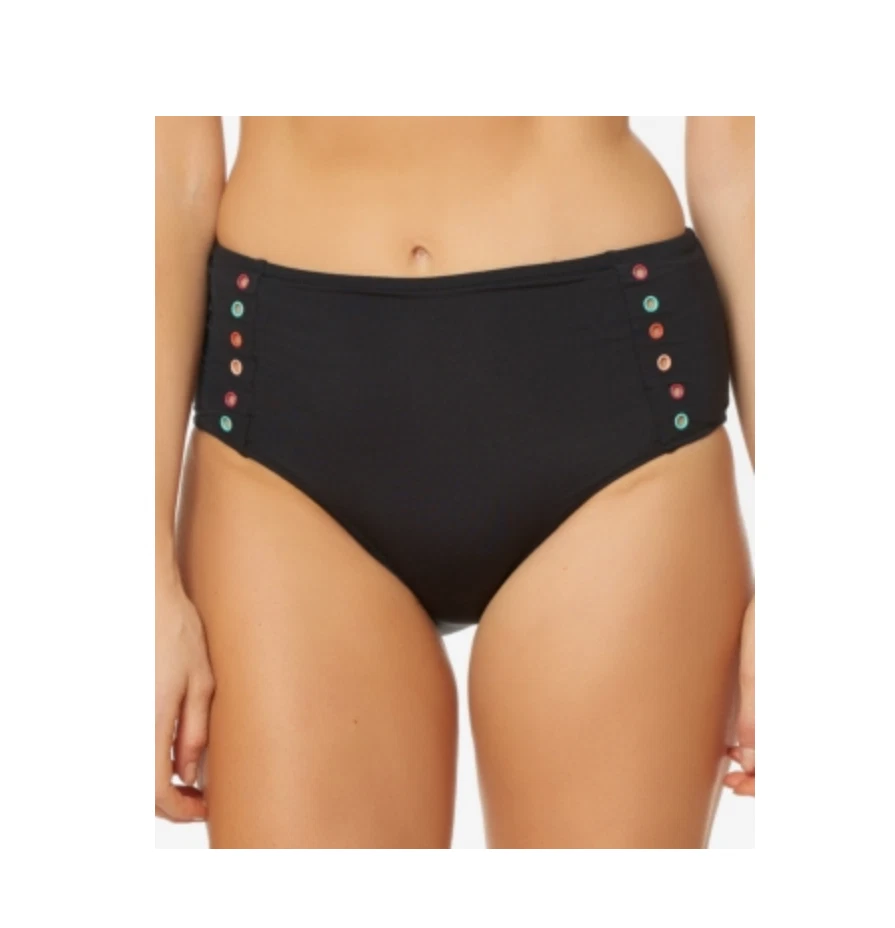 Pantalones de bikini Jessica Simpson con ojal cintura alta negros talla XL 0170 Foto 1 de 1
