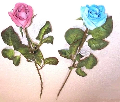 Artificial silk plant and flowers 63cm York Rose stem comes in pink or blue  F82 - image 1 of 1