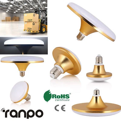 E27 LED UFO Bulb Plate Disc Spotlights 12W 20W 30W 40W 60W White Home Lamps 230V - Image 1 of 4