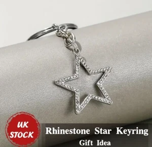 Sparkling Star Key Chain Tag Rhinestones Key Ring Keyring Fun Bag Charm - Picture 1 of 3