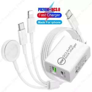 For iPhone 16 15 14 Apple Watch 9 8 USB C Magnetic Charger Type C Power Adapter - Picture 1 of 11
