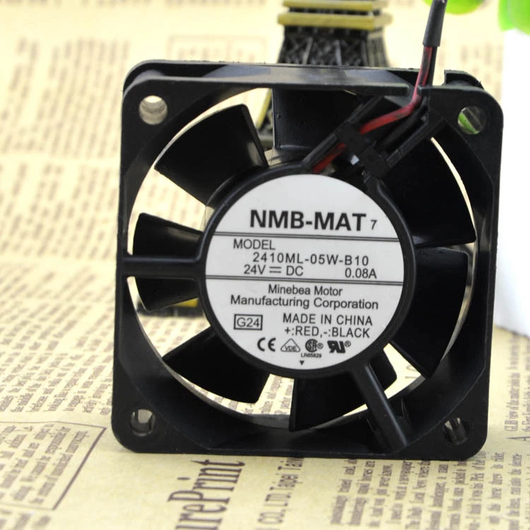 NMB 2410ML-05W-B10 DC24V 0.08A 2pin 60mm connector 60X60X25mm Server Square fan - Image 1 of 2