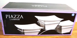 NEW IN BOX Godinger Piazza 4-piece White Server Set (3 Bowls & Stand) - Picture 1 of 2