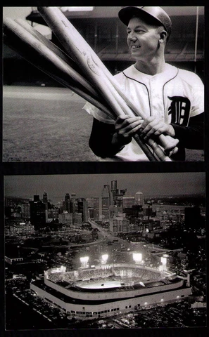 Detroit Tigers Greats Postcard Set of 4 Al Kaline Harwell Ty Cobb Tiger Stadium Cover