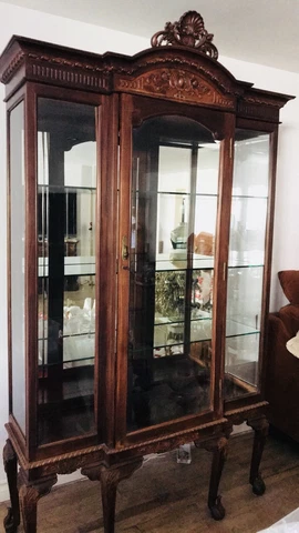 Beautiful antique Mahogany Wall Curio Cabinet With Mirrored Door,1890’s Cover