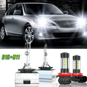 For Hyundai Genesis 2009-2012 2013 2014 D1S+H11 LED HID Xenon Headlight Fog Lamp - Picture 1 of 19